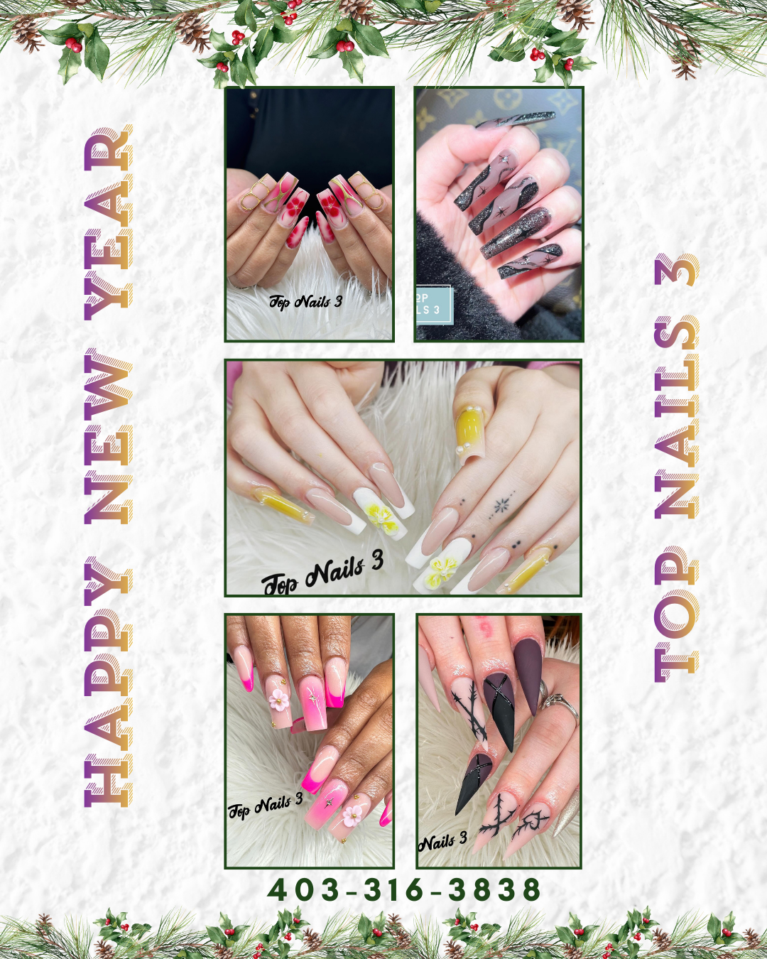 New Year’s Eve nails in Airdrie at Top Nails 3, party ready nail ideas