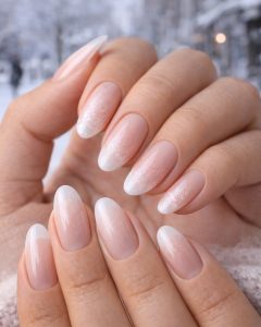 Valentine Nails and February nails at Top Nails 3, sheer pink base with white French tips and red heart details, clean square shape